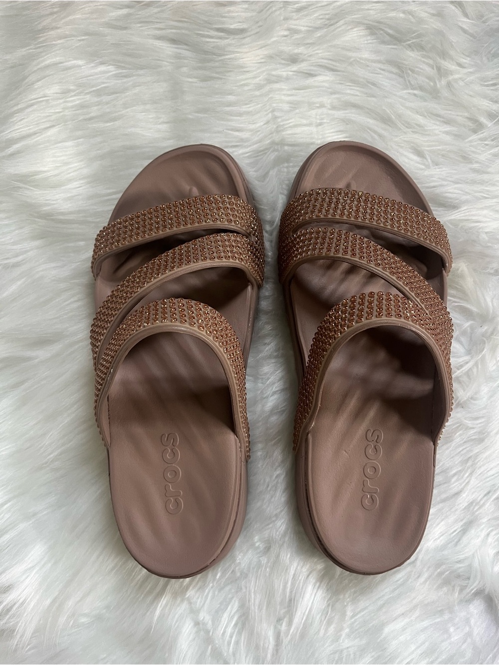 CROCS Women’s Getaway Gems Scrappy Sandals Latte Color